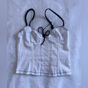 White Fox Boutique White and Black Corset Tank Top